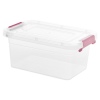 5 Pack Transparent Plastic Storage Boxes with Coloured Clip Lids