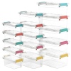 5 Pack Transparent Plastic Storage Boxes with Coloured Clip Lids