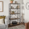 60" Rustic Industrial Style Metal & wood Bookcase