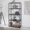 60" Rustic Industrial Style Metal & wood Bookcase