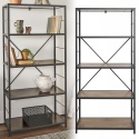 60" Rustic Industrial Style Metal & wood Bookcase