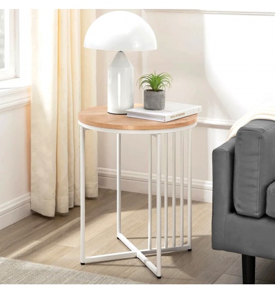 17" Minimalist Metal Slatted Side Table