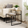 16" Metal & Wood Two Tiered Side Table