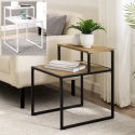 16" Metal & Wood Two Tiered Side Table