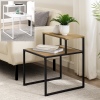 16" Metal & Wood Two Tiered Side Table