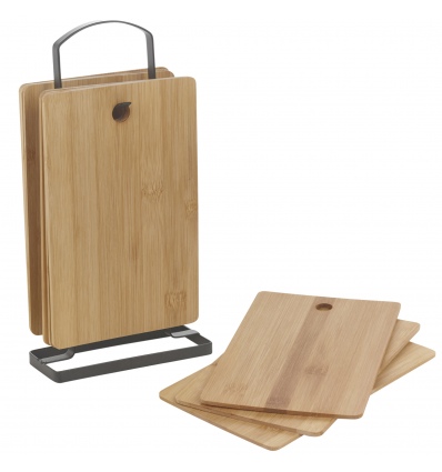 7 Pcs Wooden Chopping Boards & Metal Stand Set [803628]