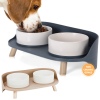 Two Ceramic Pet Feeder Bowls & Stand [338110]