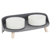 Two Ceramic Pet Feeder Bowls & Stand [338110]