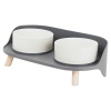 Two Ceramic Pet Feeder Bowls & Stand [338110]