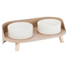 Two Ceramic Pet Feeder Bowls & Stand [338110]