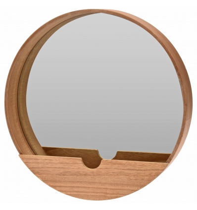 Round MDF Wood Oak Bathroom Mirror [189897]