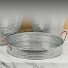 Galvanised Zinc Metal Serving Tray with Copper Handles [454797]