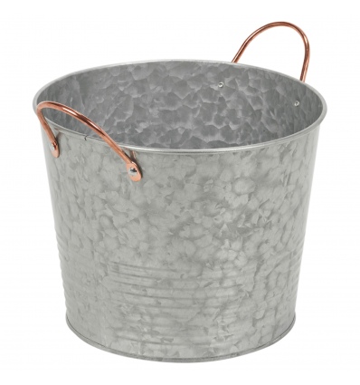 Galvanised Zinc Metal Champagne Bucket with Copper Handles [454773]