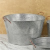 Large Galvanised Zinc Metal Champagne Beer Bucket with Copper Handles [454810]