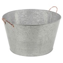 Large Galvanised Zinc Metal Champagne Beer Bucket with Copper Handles [454810]