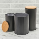 Black Storage Tins with Bamboo Lid