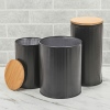 Black Storage Tins with Bamboo Lids