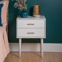 Olivia Two Drawer White Wooden Night Stand Table [127938]