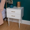 Olivia Two Drawer White Wooden Night Stand Table [127938]