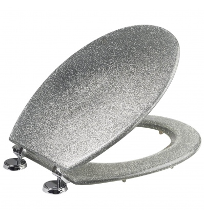 Croydex Silver Glitter Moulded Wood Toilet Seat [106209]