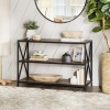 40" Industrial Style Metal & Wood Wide Bookcase - Rustic Oak [779184]