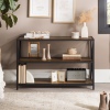 40" Industrial Style Metal & Wood Wide Bookcase - Rustic Oak [779184]