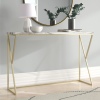 46" Faux Grey Venicut Marble & Gold Leg Entry Console Table [463528] [754785]