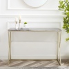 46" Faux Grey Venicut Marble & Gold Leg Entry Console Table [463528] [754785]