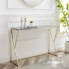 46" Faux Grey Venicut Marble & Gold Leg Entry Console Table [463528] [754785]