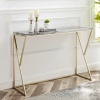 46" Faux Grey Venicut Marble & Gold Leg Entry Console Table [463528] [754785]