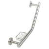 Brushed Stainless Steel Angled Grab Bar with Soap Dish