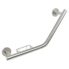 Brushed Stainless Steel Angled Grab Bar with Soap Dish