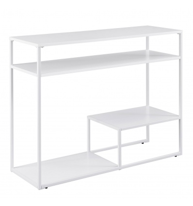 42" Metal & Wood Tiered Shelf Console Table - Solid White [324286]