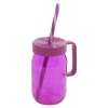 Single Colourful 370ml Glass Jar Mug with Reuseable Straw [438469]