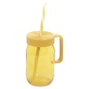 Single Colourful 370ml Glass Jar Mug with Reuseable Straw [438469]