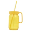 Single Colourful 370ml Glass Jar Mug with Reuseable Straw [438469]