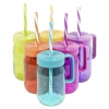 Single Colourful 370ml Glass Jar Mug with Reuseable Straw [438469]