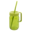 Single Colourful 370ml Glass Jar Mug with Reuseable Straw [438469]