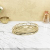 3 Piece Gold Frame Oval Display Tray Set