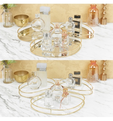 3 Piece Gold Frame Oval Display Tray Set