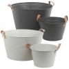 Metal Lifestyle Buckets with Faux Leather Handles