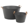 Metal Lifestyle Buckets with Faux Leather Handles