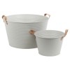 Metal Lifestyle Buckets with Faux Leather Handles