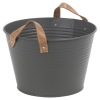 Metal Lifestyle Buckets with Faux Leather Handles