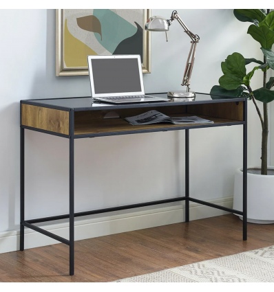 42" Modern Wood & Glass Desk - Reclaimed Wood [780579][133922]