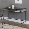 42" Industrial Style Wood & Glass Desk - Grey Wash [780562][134868]