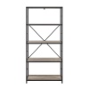 60" Rustic Metal & Wood Media Bookshelf - Grey Wash [135186]