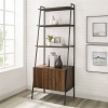72" Industrial Style Wood & Metal Ladder Bookcase with Doors