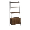 72" Industrial Style Wood & Metal Ladder Bookcase with Doors