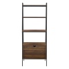 72" Industrial Style Wood & Metal Ladder Bookcase with Doors